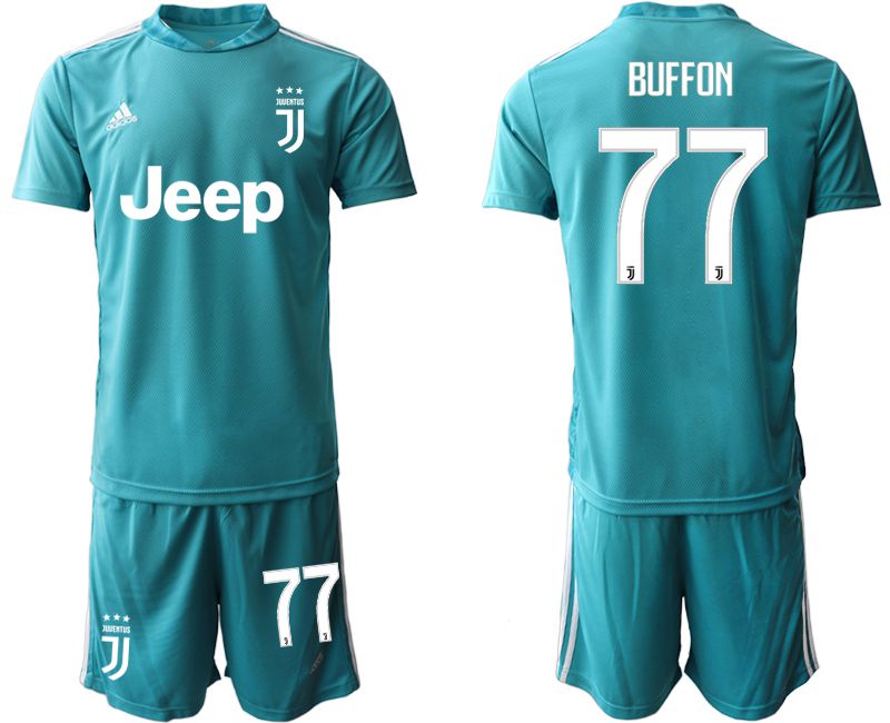 Men 2020-2021 club Juventus lake blue goalkeeper #77 Soccer Jerseys